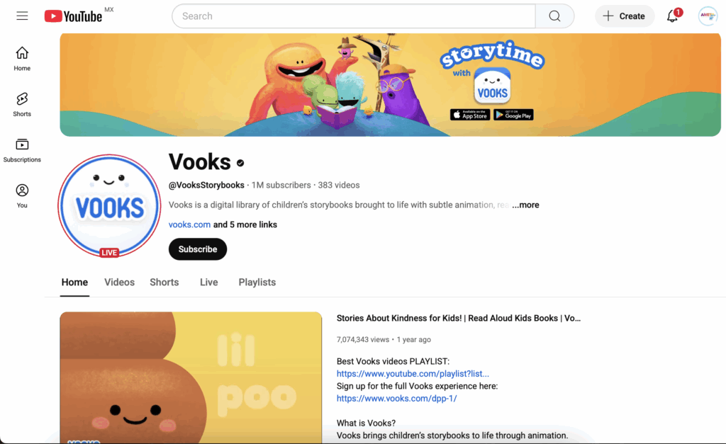 Vooks on Youtube or Youtubekids