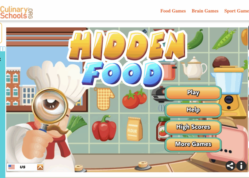 Hidden Food Game from CulinarySchools.org